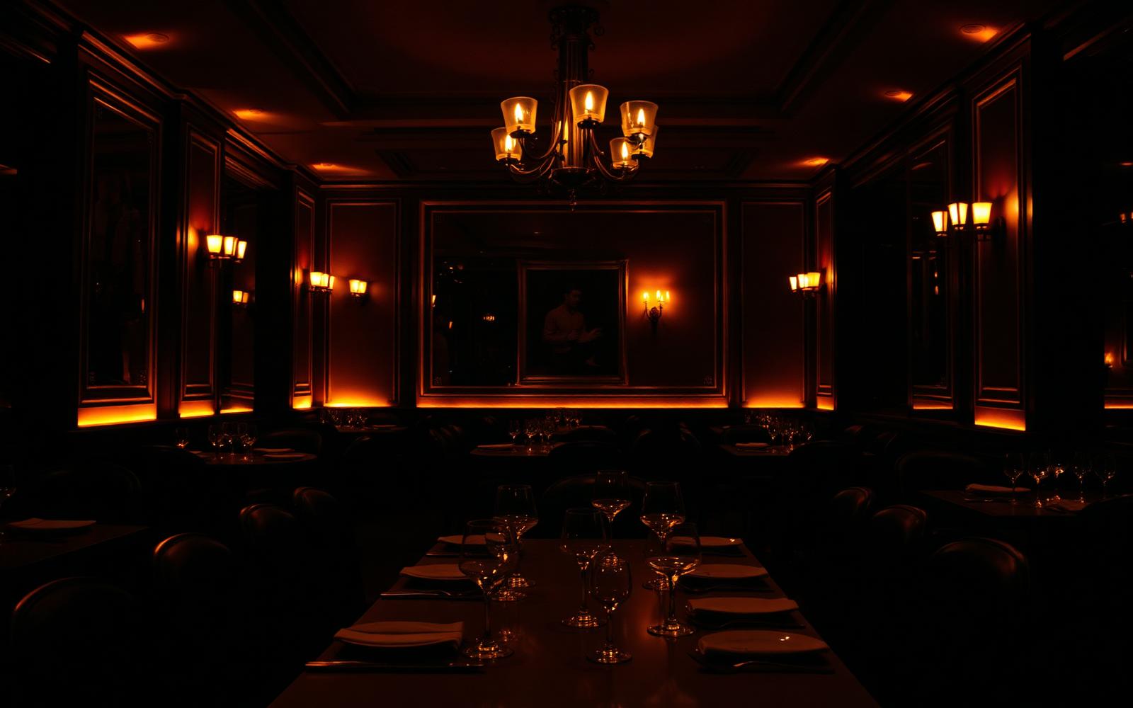 Salle de restaurant parisienne à la lumière tamisée